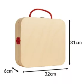Fa építőjáték és szerszámok tokban - 31x32x6cm