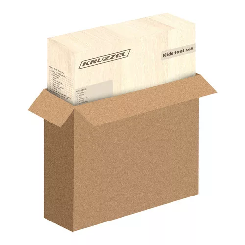 Fa építőjáték és szerszámok tokban - 31x32x6cm