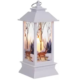 Karácsonyi LED lámpás, fehér - 12,5x5,3x5,3cm