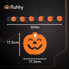 Halloween tök girland, fekete/narancssárga - 3m