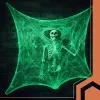 Dekorációs fluoreszkáló pókháló 20 pókkal