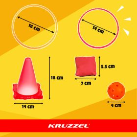   3 az 1-ben célbadobó ugyességi játék zsákokkal, bójákkal, labdákkal és karikákkal