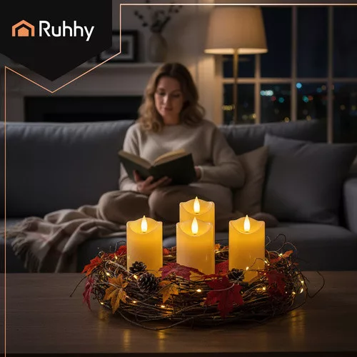 Ruhhy LED gyertya készlet bézs, 12,5x5cm - 4db