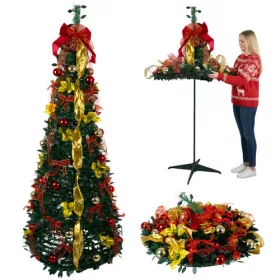 Ruhhy összecsukható díszített műfenyő - 180cm