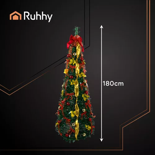 Ruhhy összecsukható díszített műfenyő - 180cm