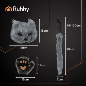 Ruhhy macska felnőtt jelmez készlet, szürke - 4db