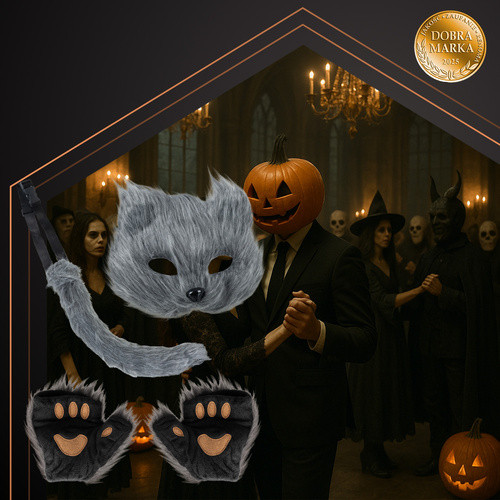 Ruhhy macska felnőtt jelmez készlet, szürke - 4db