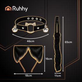 Ruhhy macska felnőtt jelmez készlet, fekete - 3db