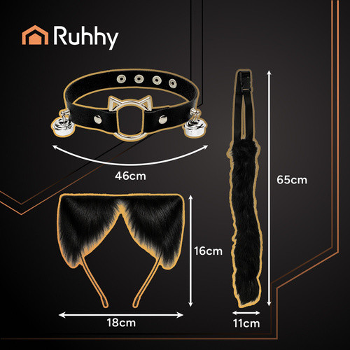 Ruhhy macska felnőtt jelmez készlet, fekete - 3db