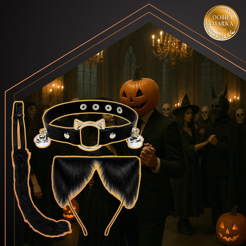 Ruhhy macska felnőtt jelmez készlet, fekete - 3db