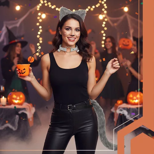 Ruhhy macska felnőtt jelmez készlet, szürke - 3db