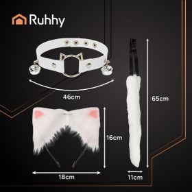 Ruhhy macska felnőtt jelmez készlet, fehér - 3db