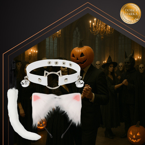 Ruhhy macska felnőtt jelmez készlet, fehér - 3db