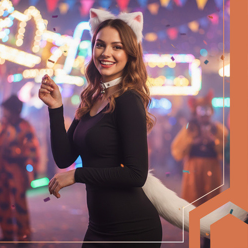 Ruhhy macska felnőtt jelmez készlet, fehér - 3db