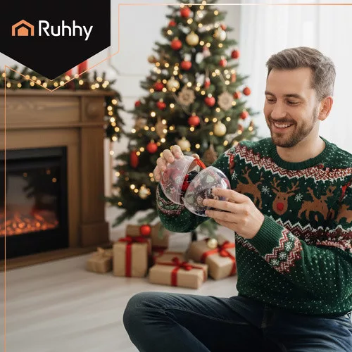 Ruhhy 3 pár zokni karácsonyi mintával műanyag gömbdíszben, 38-43-as méret