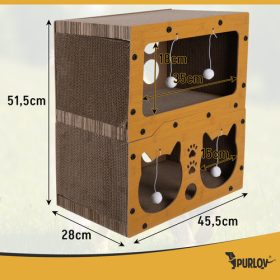  Purlov 3 az 1-ben macskaház kaparóval és labdákkal - 51,5x45,5x28cm