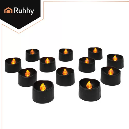 Ruhhy LED gyertya készlet 12db, 3x3,6cm - fekete
