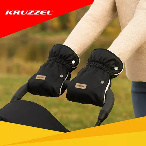 Kruzzel kesztyű babakocsihoz és szánkóhoz, 20x18cm - fekete