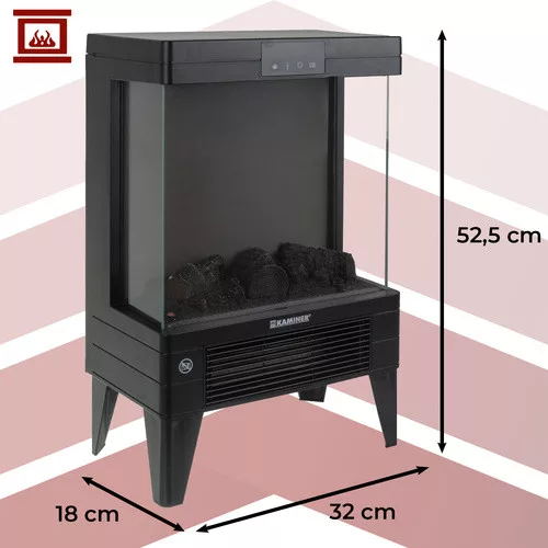 Elektromos kompakt fűtőtest tűz hatással és távirányítóval - 2000W