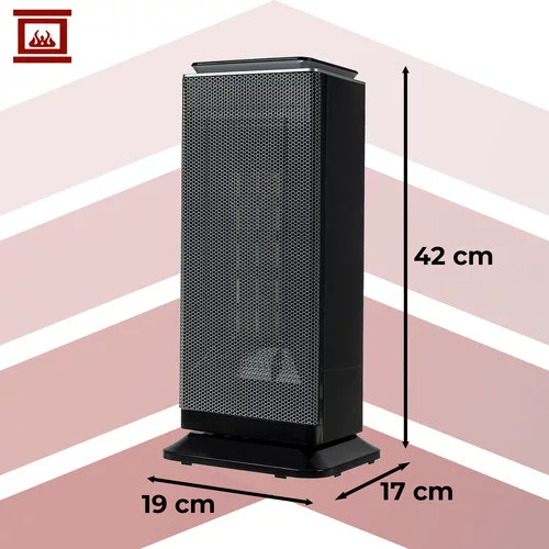 Elektromos álló hősugárzó távirányítóval, fekete 42x19x17cm - 2000W