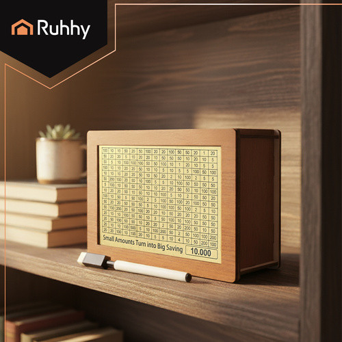 Fa pénzpersely jelölő táblával - 20x14,5x7,7cm