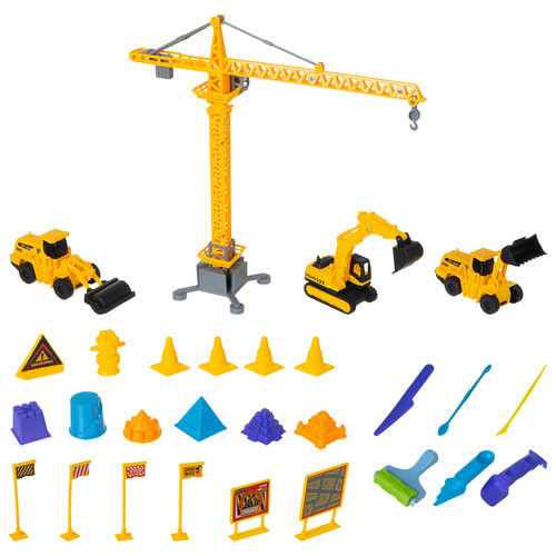 Bőröndös homokozó játék készlet járművekkel