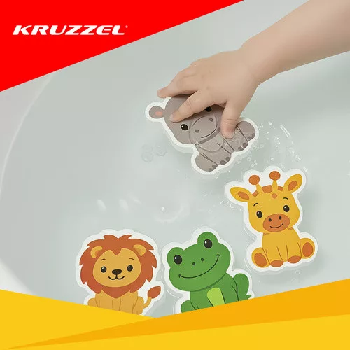 Habszivacs állatos fürdőjáték készlet szárító hálóval - 12db