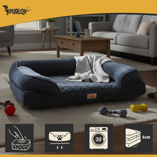 Ortopédiai kisállat ágy, fekete - 65x55x18cm