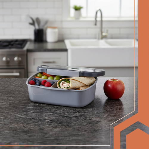 Uzsonnásdoboz gőzszeleppel, szürke 14x19x7cm - 800ml