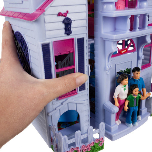 Kinyitható babaház bútorokkal és figurákkal