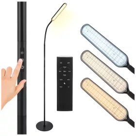   LED állólámpa állítható színhőmérséklettel, távirányítóval és érintőpanellel, fekete - 180cm
