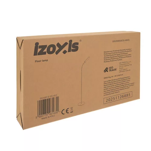 LED állólámpa állítható színhőmérséklettel, távirányítóval és érintőpanellel, fekete - 180cm