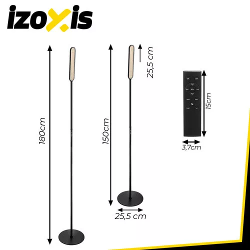 LED állólámpa állítható színhőmérséklettel, távirányítóval és érintőpanellel, fekete - 180cm