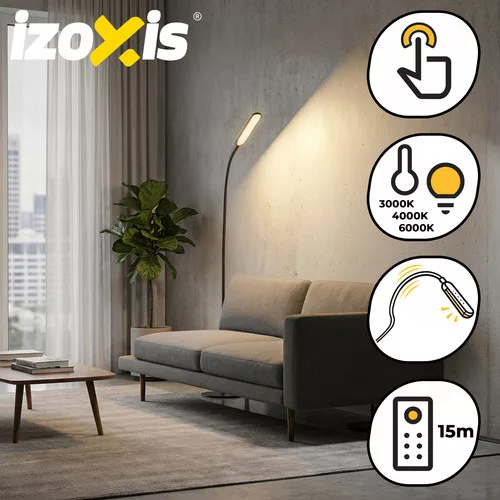 LED állólámpa állítható színhőmérséklettel, távirányítóval és érintőpanellel, fekete - 180cm