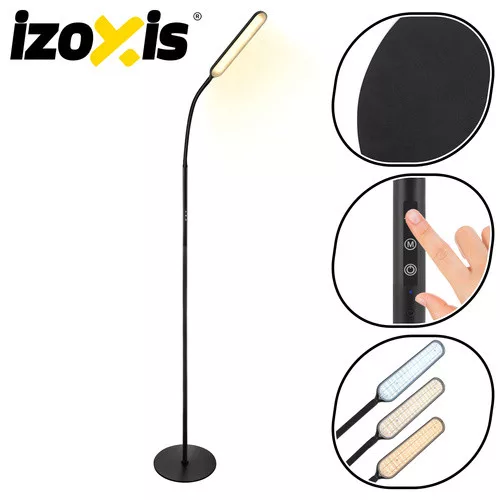 LED állólámpa állítható színhőmérséklettel, távirányítóval és érintőpanellel, fekete - 180cm