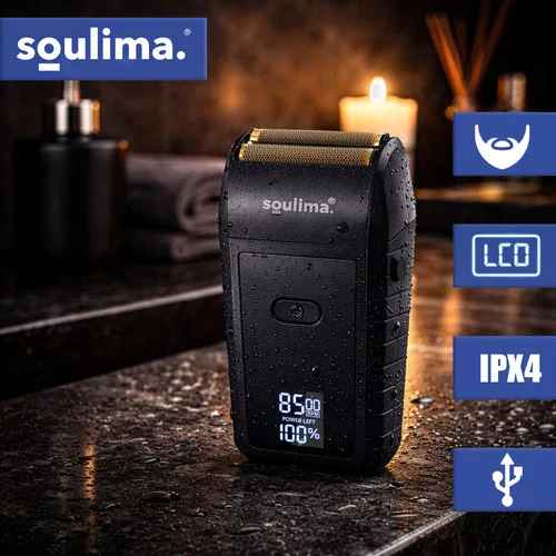 Akkumulátoros férfi borotva LCD kijelzővel - fekete