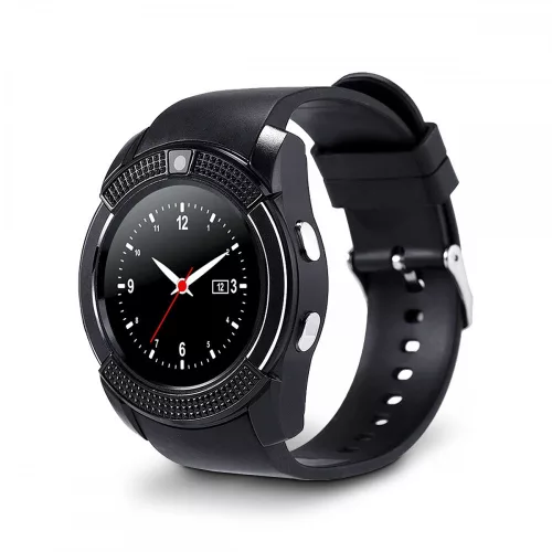 Bass V8 okos óra fekete - Sport funkció,sim foglalat,kamera, android és ios telefonokra egyaránt.