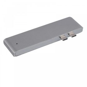   USB elosztó HUB MacBook-hoz szürke színben, Type-C, USB 3.0, SD, Micro SD, TF