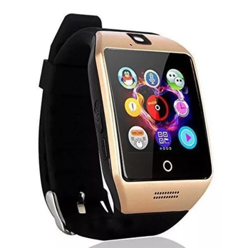 AlphaOne Q18 ívelt kijelzős SIM kártyás okosóra, 41x48x12mm - arany/fekete