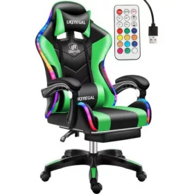 Likeregal 920 LED masszázs gamer szék lábtartóval zöld