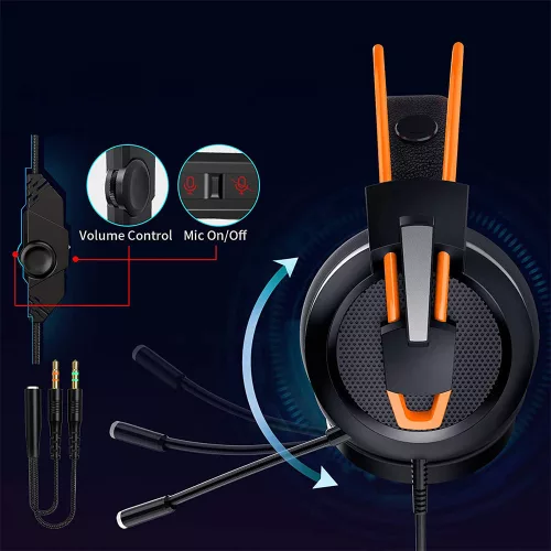 HellCrack Z11 gaming Narancs Fejhallgató headset