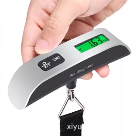   Elektronikus kézi mérleg, LCD kijelző, maximum 50 kg, rögzítő hevederrel