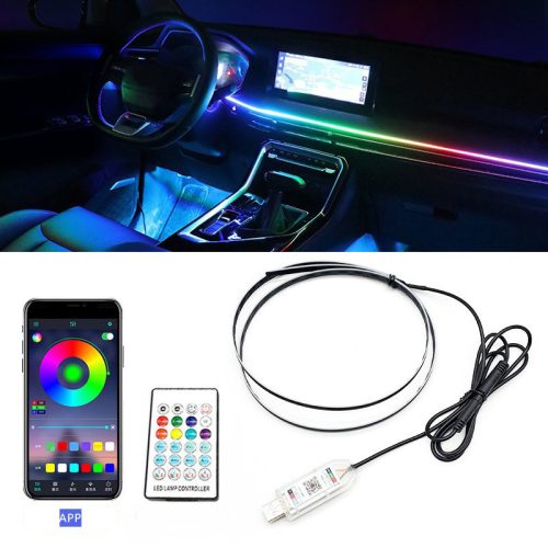 Okos autós LED világítás belső térbe - 110cm + 35 cm, applikáció+távirányító