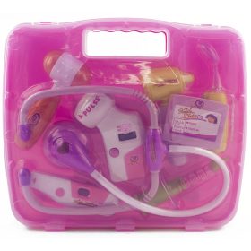 Doktor készlet egy bőröndben, rózsaszínben