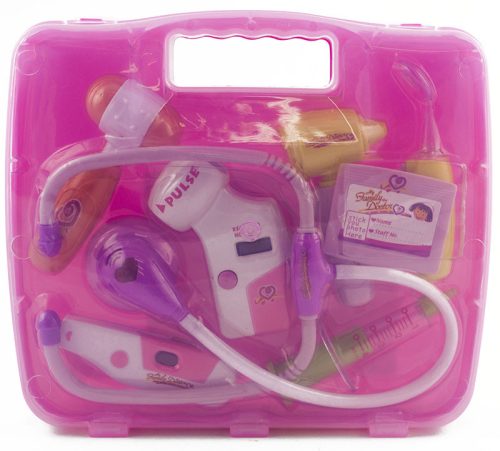 Doktor készlet egy bőröndben, rózsaszínben