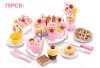 75 elemből álló díszíthető szülinapi torta sütikkel, kiegészítőkkel , rózsaszín