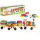 Fa szortírozó ügyességi puzzle vonat mozdony + vagonok 30cm