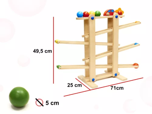 Fából készült montessori labdapálya XXL