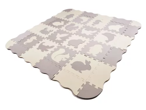 Habszivacs puzzle szőnyeg/gyerekeknek járóka 36 részes. szürke-ecru