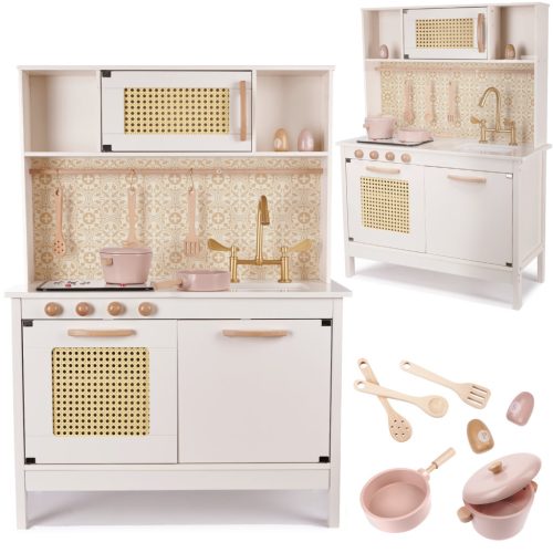 Gyermek retro MDF fa konyha BOHO kiegészítőkkel